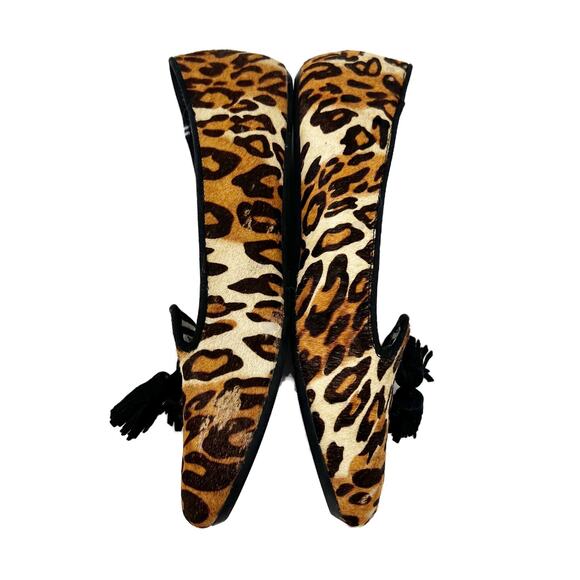 Charles Philip Shanghai Leopard Calf Hair Tassel Smoking Loafer Slip-On Flats 7 - Picture 5 of 12